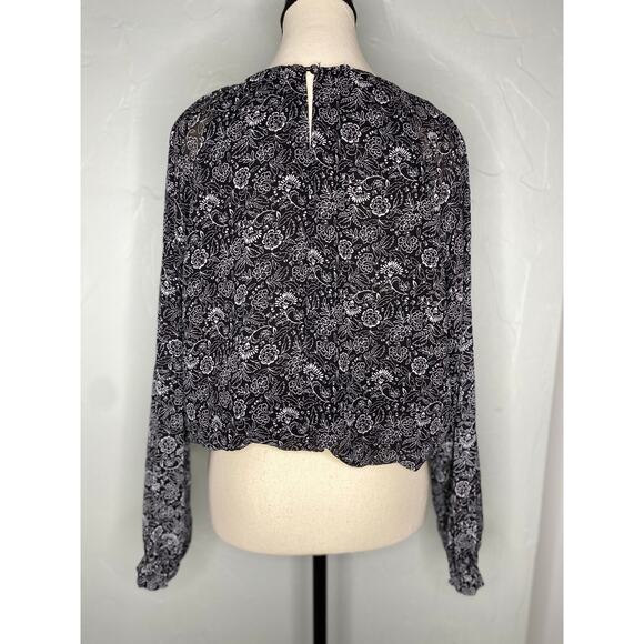 Dex Black Tape Blouse Banded Bottom Floral Blouse - Picture 4 of 9